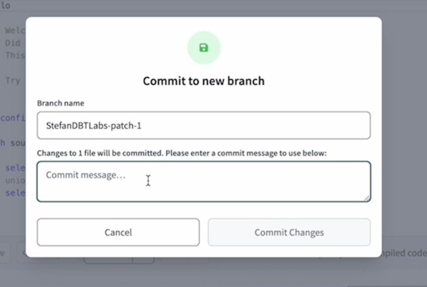 Commit changes to a new branch Commit changes to a new branch
